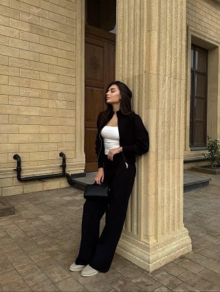 Women's 2 Piece Tracksuit Set 100% Cotton Solid Color Long Sleeve Zip Up Sweatshirt Jacket And Drawstring Straight Leg Sweatpants Loungewear Jogger Outfits