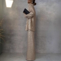 Women's Elegant Sequined Suit Two-Piece Set Long Sleeve Blazer And High Waist Wide Leg Pants Glitter Party Banquet Evening Outfits For Women