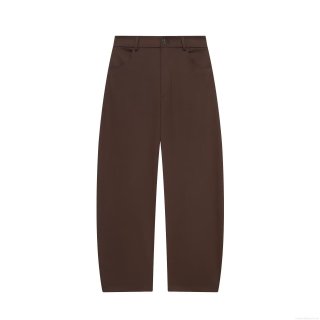 Women's Casual Straight Leg Pants Polyester Mid Waist Button Closure Trousers Vintage Coffee Brown Streetwear Office Daily Wear Slight Stretch Bottoms