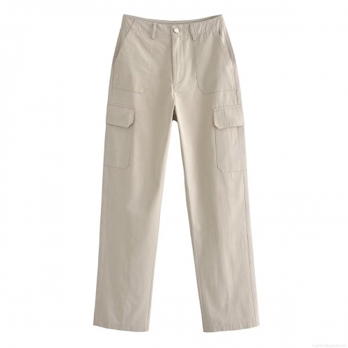 Women's High Waisted Cargo Pants Straight Leg Multi Pockets Casual Streetwear Trousers Fashion Solid Color Spring Pants For Ladies