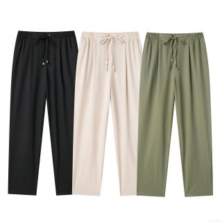 Women's High Waist Wide Leg Pants Casual Loose Sun Protection Trousers With Elastic Drawstring Waist Summer Streetwear Soft Polyester Culottes