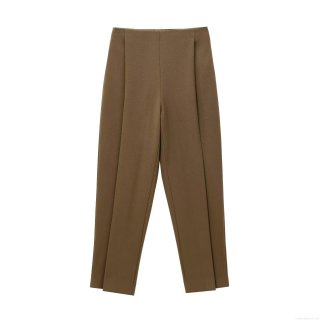 Women's High Waist Balloon Leg Casual Pants Solid Dark Brown Polyester Blend Loose Trousers Streetwear Fashion Wide Leg Slacks for Ladies