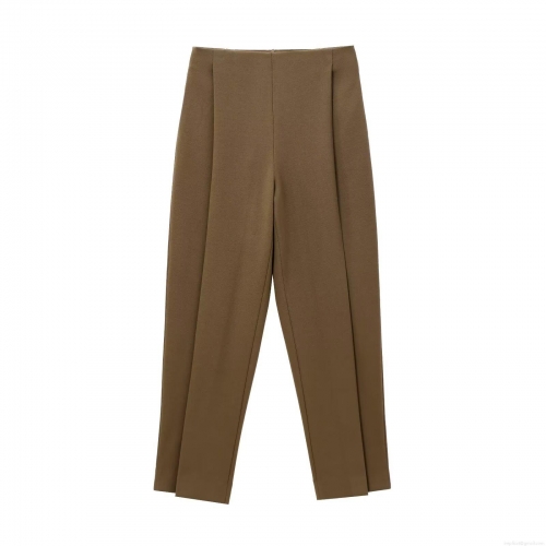 Women's High Waist Balloon Leg Casual Pants Solid Dark Brown Polyester Blend Loose Trousers Streetwear Fashion Wide Leg Slacks for Ladies