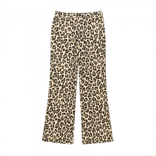 Women's Leopard Print Wide Leg Pants High Waist Loose Casual Trousers Streetwear Fashion Autumn Winter Polyester Trousers