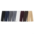 Women's High Waist Wide Leg Trousers 100% Polyester Pleated Casual Straight Long Pants for Daily Streetwear Office Lady Solid Color Elegant Trousers