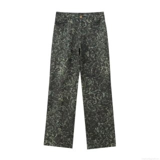 Women's High Waisted Paisley Print Straight Leg Pants Western Fashion Vintage Casual Trousers Streetwear Style Wide Leg Long Pants Polyester Blend Pants