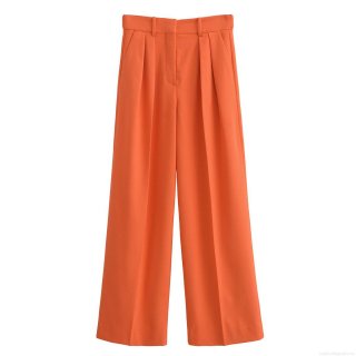 Women's Wide Leg Pants Solid Color Casual High Waisted Trousers Loose Straight Leg Office Work Pants Fashion Streetwear With Zipper Pockets