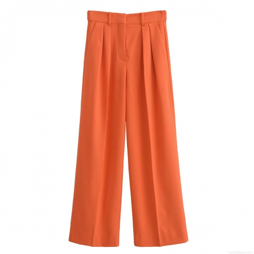 Women's Wide Leg Pants Solid Color Casual High Waisted Trousers Loose Straight Leg Office Work Pants Fashion Streetwear With Zipper Pockets