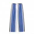 Women Striped Wide Leg Pants 100% Polyester Drawstring High Waist Loose Casual Long Trousers Summer Beach Streetwear For Lady Comfortable Breathable Vertical Stripes Pant