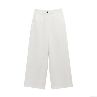 Women's High Waisted Wide Leg Pants Casual White Tencel Linen Polyester Blend Straight Loose Trousers Summer Fashion Streetwear Daily Bottoms