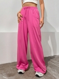 Women's High Waisted Wide Leg Sweatpants 80% Polyester 20% Cotton Loose Straight Leg Lounge Pants with Drawstring Pockets Casual Streetwear Sporty Trousers