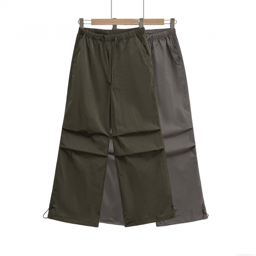Women's Parachute Pants Elastic High Waist Cargo Trousers Baggy Wide Leg Joggers Techwear Streetwear Trousers With Adjustable Drawstring Summer Trousers