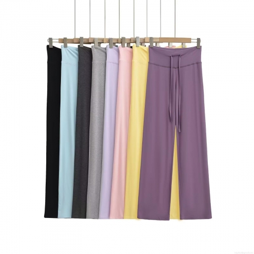 Women's High Waist Wide Leg Pants Soft Rayon Spandex Drawstring Loose Draped Casual Lounge Trousers Summer Yoga Sports Sweatpants