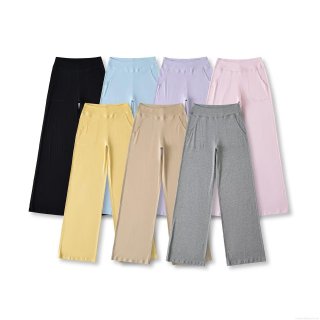 Women's Casual Wide Leg Pants Elastic High Waist Solid Color Loose Fitting Trousers With Pockets Streetwear Summer Polyester Blend Long Pants