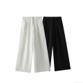 Women's High Waist Wide Leg Suit Trousers Solid Color Casual Loose Drapery Straight Leg Long Trousers For Office Daily Streetwear
