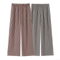 Women's Casual Vertical Striped Wide Leg Pants High Elastic Waist Loose Straight Trousers Streetwear Autumn Style Breathable Long Pants