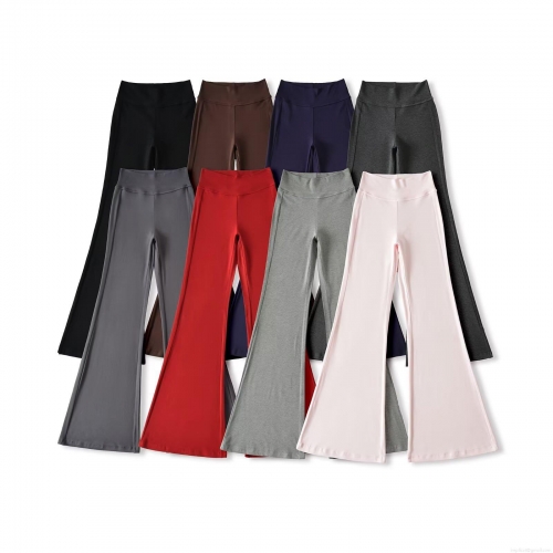 Women's High Waist Flare Pants Solid Color High Stretch Slim Fit Bell Bottom Trousers Casual Streetwear Long Leggings Yoga Pants
