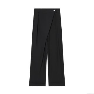 Women's High Waist Straight Leg Casual Pants Asymmetric Waist Polyester Solid Color Trousers Long Pants For Streetwear Daily Wear Autumn Fashion