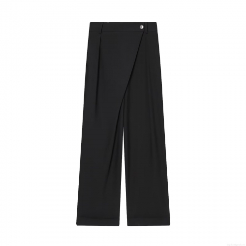 Women's High Waist Straight Leg Casual Pants Asymmetric Waist Polyester Solid Color Trousers Long Pants For Streetwear Daily Wear Autumn Fashion
