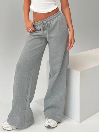 Women's High Waisted Wide Leg Sweatpants Casual Loose Drawstring Straight Track Pants 100% Polyester Streetwear Trousers for Women