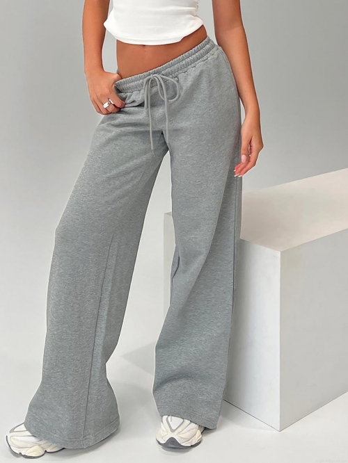 Women's High Waisted Wide Leg Sweatpants Casual Loose Drawstring Straight Track Pants 100% Polyester Streetwear Trousers for Women