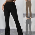 Women High Waisted Flare Yoga Pants Butt Lifting Slimming Bootcut Trousers Polyester Spandex Knitted Streetwear Casual Lounge Leggings For Women
