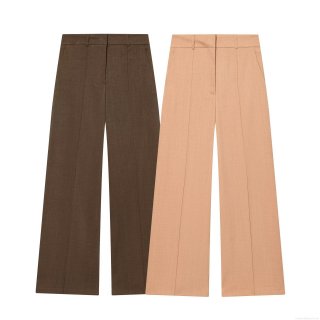 Women's High Waist Wide Leg Trousers Elegant Solid Color Straight Pants Casual Office Work Pants For Ladies Polyester Spandex Trousers