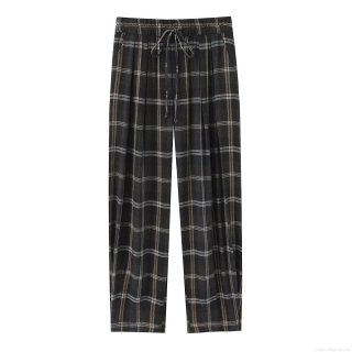Women's Plaid Wide Leg Pants Elastic Waist Drawstring Checkered Trousers Casual Loose Fit Straight Leg Bottoms For Women Daily Wear