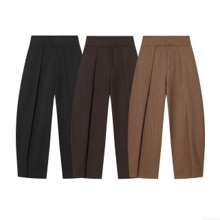 Women's High Waist Wide Leg Pants Fleece Lined TR Core Spun Yarn Pleated Balloon Trousers Casual Winter Herringbone Striped Long Pants