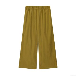 Women's Casual Wide Leg Pants Fashion High Elastic Waist Pleated Loose Poplin Trousers With Side Pockets For Daily Office Wear Soft Comfortable Solid Color Long Pants