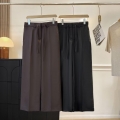 Women's High Waist Wide Leg Drawstring Pants Minimalist Solid Color Casual Office Straight Trousers For Autumn Winter