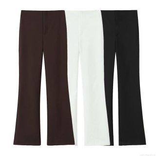 Women's High Waisted Flare Pants Elegant Polyester Spandex Slim Fit Suiting Trousers For Office Daily Work Professional Commute Ladies