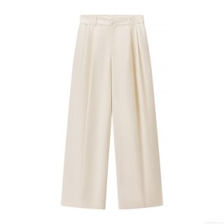 Women High Waist Wide Leg Trousers Elegant Drape Pleated Loose Casual Long Pants Polyester Spandex Office Commute Fall Fashion