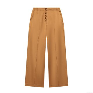 Women's High Waist Satin Wide Leg Pants Elegant Multi Button Straight Trousers Solid Color Glossy Flowy Long Culottes For Casual Party Office