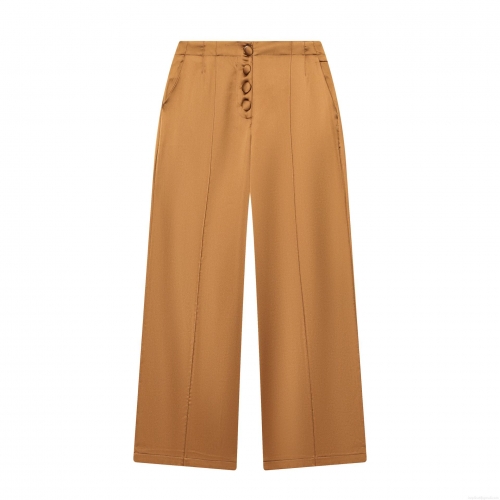 Women's High Waist Satin Wide Leg Pants Elegant Multi Button Straight Trousers Solid Color Glossy Flowy Long Culottes For Casual Party Office