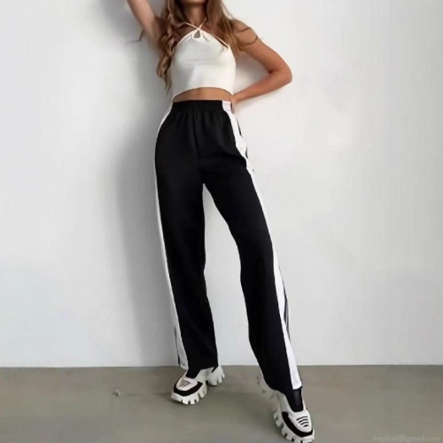 Women's High Waisted Wide Leg Pants Side Stripe Tearaway Snap Button Athletic Trousers Streetwear Knit Straight Leg Joggers For Women