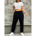 Women's Joggers Sweatpants Loose High Waisted Drawstring Cargo Pants Casual Streetwear Solid Color Polyester Sporty Trousers With Pockets For Women Ladies Fashion