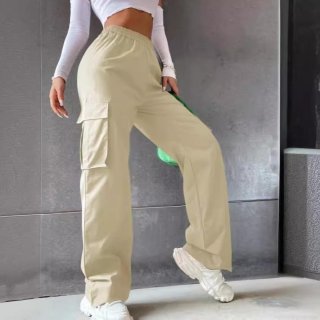 Women's High Waisted Cargo Pants Loose Straight Wide Leg Casual Trousers With Pockets Spring Autumn Outdoor Streetwear Ladies Fashion Pants