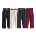 Women's High Waist Straight Leg Trousers With Belt Casual Solid Color Office Commuter Suit Pants Elegant Loose Long Pants For Women