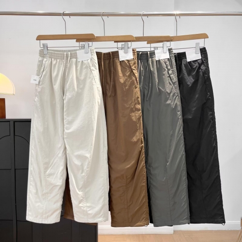 Women's Winter Warm Fleece Lined Wide Leg Pants Casual Drawstring Elastic Waist Straight Trousers Solid Color Comfort Loose Bottoms for Women