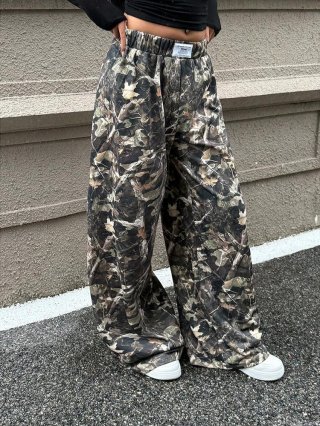 Women's American Retro Branch Print Cargo Pants Wide Leg Casual Trousers Loose Fit High Waist Streetwear Straight Leg Pants Cotton Blend Camouflage Sweatpants for Spring Autumn