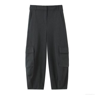 Women's High Waisted Solid Color Cargo Pants Relaxed Fit Multi Pockets Streetwear Tapered Casual Trousers For Outdoor Daily Wear Fashion Soft Polyester Bottoms