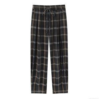 Women's Plaid High Waist Casual Pants Polyester Drawstring Elastic Waist Tapered Trousers For Daily Fashion Grey Grid Loose Pants