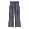 Women's High Waist Wide Leg Pants Casual Polyester Drawstring Loose Straight Trousers Solid Color Dark Grey Office Wear Fashion Long Pants