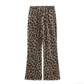 Women's Leopard Print High Waisted Straight Leg Pants Casual Streetwear Loose Long Trousers Comfortable Animal Print Polyester Bottoms