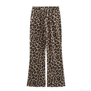 Women's Leopard Print High Waisted Straight Leg Pants Casual Streetwear Loose Long Trousers Comfortable Animal Print Polyester Bottoms