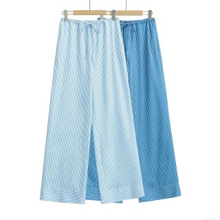 Women's High Waist Striped Wide Leg Pants Comfortable Polyester Drawstring Casual Long Trousers for Daily Streetwear