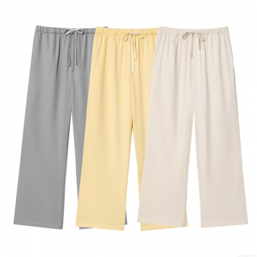 Women's High Waist Wide Leg Jogger Pants With Drawstring Elastic Waist Solid Color Loose Straight Trousers For Daily Streetwear Ladies Fashion