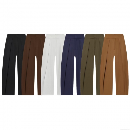 Women's High Waist Pleated Wide Leg Balloon Pants Solid Color Loose Straight Suit Trousers Elegant Office Lady Casual Wide Legging Trousers