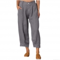 Women Cotton Linen Casual Pants Loose Elastic Waist Straight Leg Trousers Cropped Pants Solid Color Summer Beach Chic Bottoms for Women